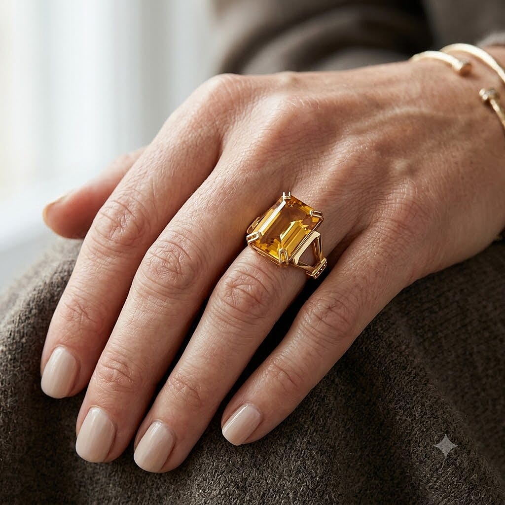 Citrine 7.00 ctw Ring in 14K Yellow Gold Over Sterling Silver (Size 5.0)