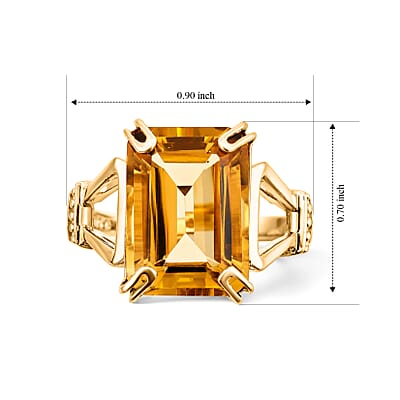 Citrine 7.00 ctw Ring in 14K Yellow Gold Over Sterling Silver (Size 5.0)