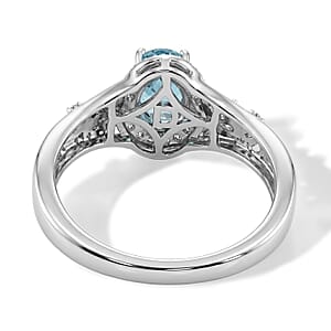 D'Joy Premium Betroka Blue Apatite and Multi Gemstone 1.25 ctw Ocean Flora Ring in Rhodium Over Sterling Silver (Size 10.0)