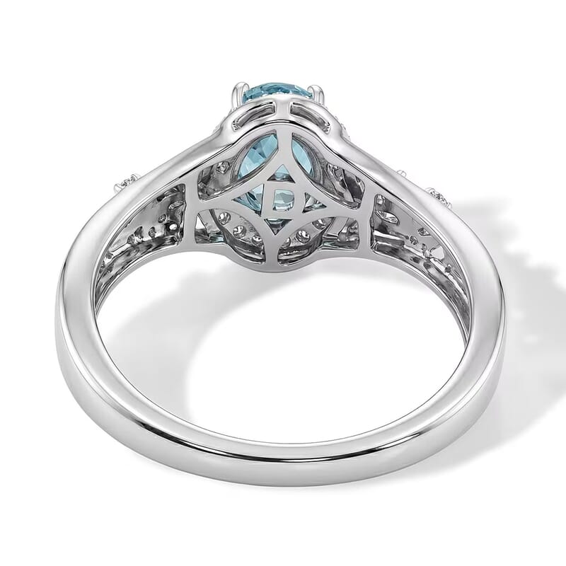 D'Joy Premium Paraiba Apatite and Multi Gemstone 1.25 ctw Ocean Flora Ring in Rhodium Over Sterling Silver (Size 5.0)