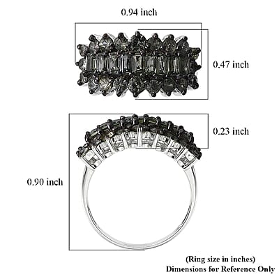 D'Joy Premium Malawi Green Sapphire 2.60 ctw Majestic Row Ring in Rhodium Over Sterling Silver (Size 6.0)