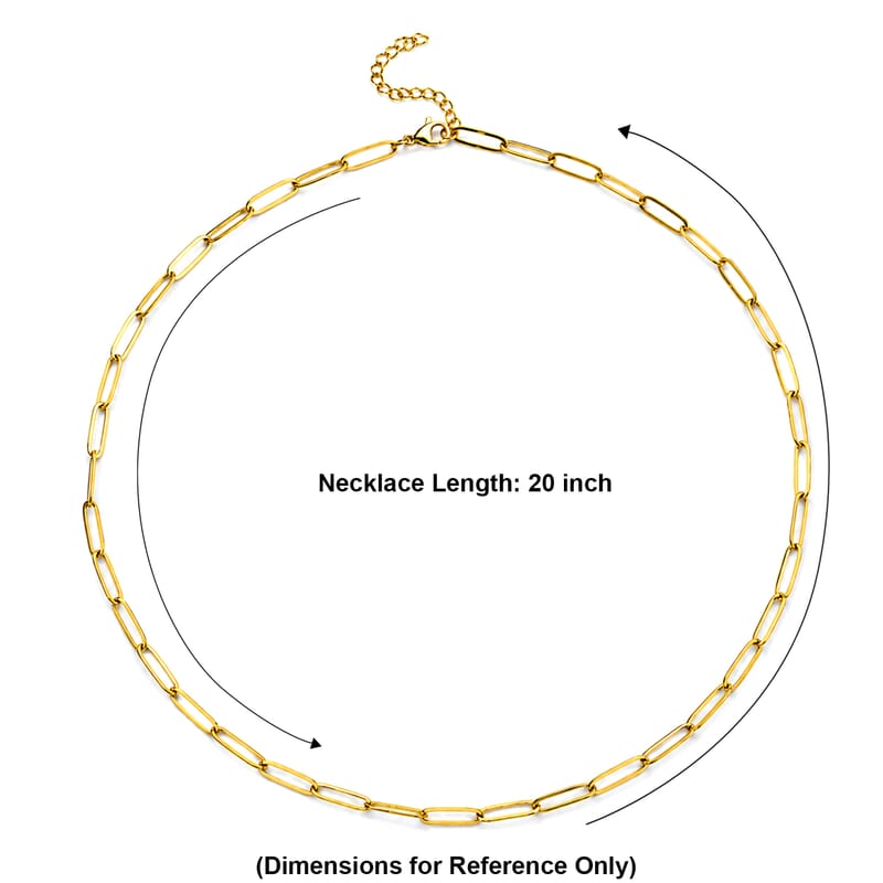 Paperclip Chain Necklace (22-24 Inches) in ION Plated YG Stainless Steel