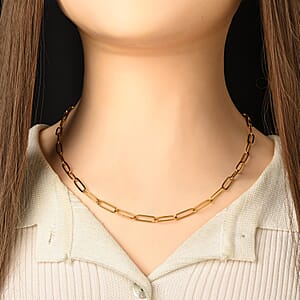Paperclip Chain Necklace (24-26 Inches) in ION Plated YG Stainless Steel