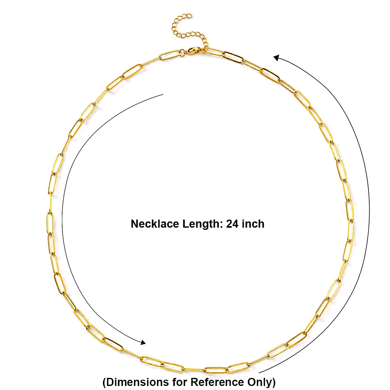 Paperclip Chain Necklace (24-26 Inches) in ION Plated YG Stainless Steel