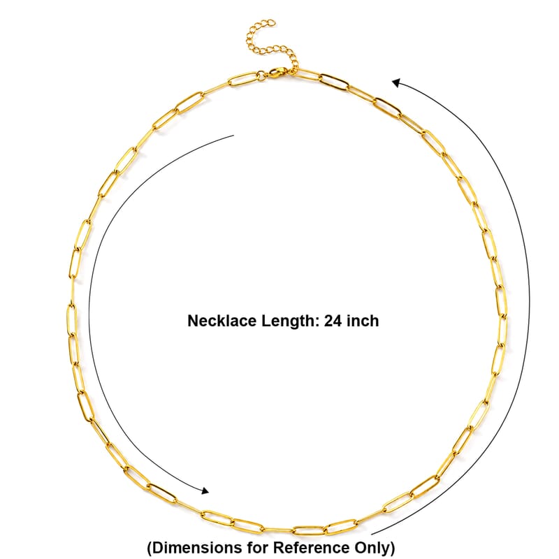 Paperclip Chain Necklace (24-26 Inches) in ION Plated YG Stainless Steel