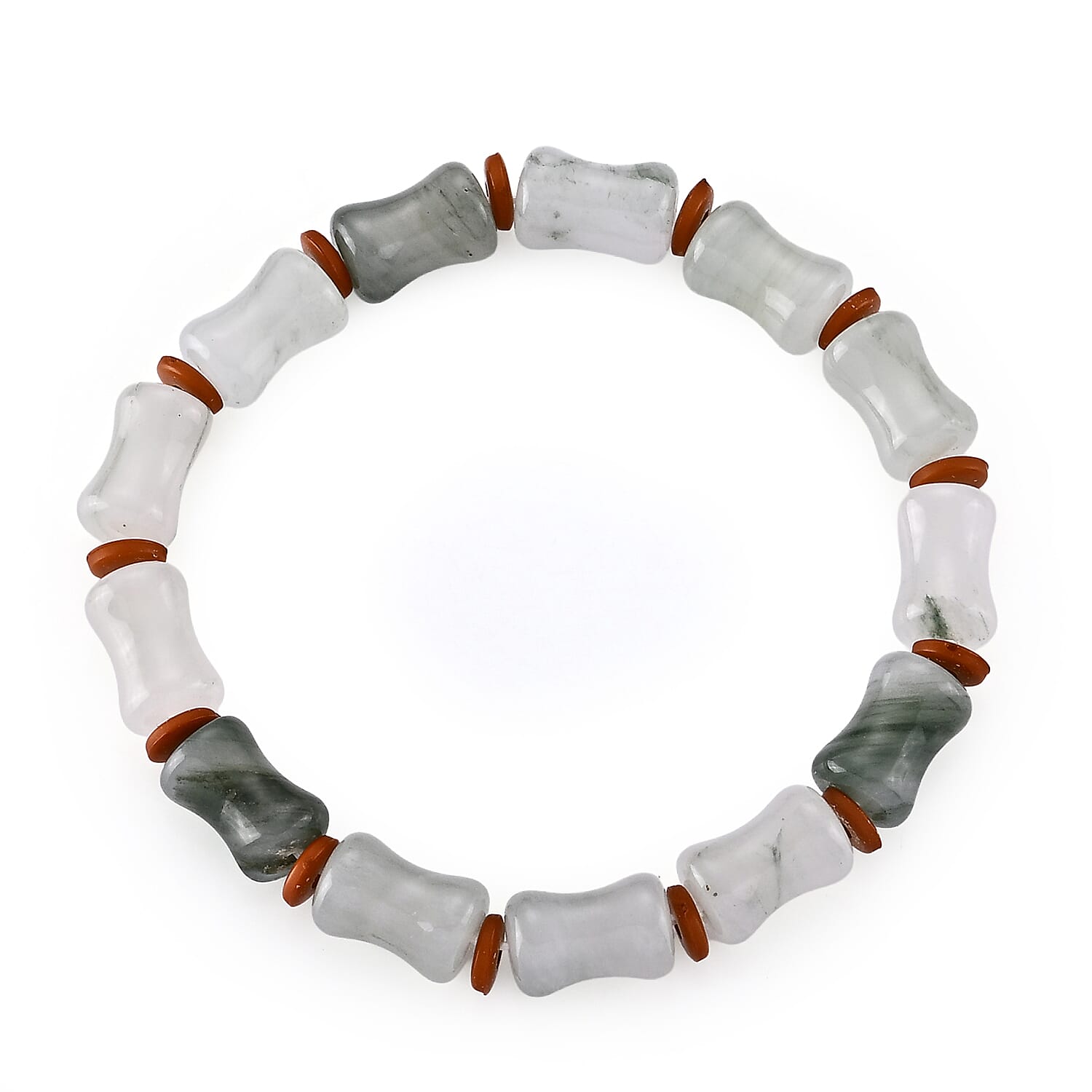 Green Jade (D) 105.00 ctw Beaded Stretch Bracelet (6.25-6.75In)