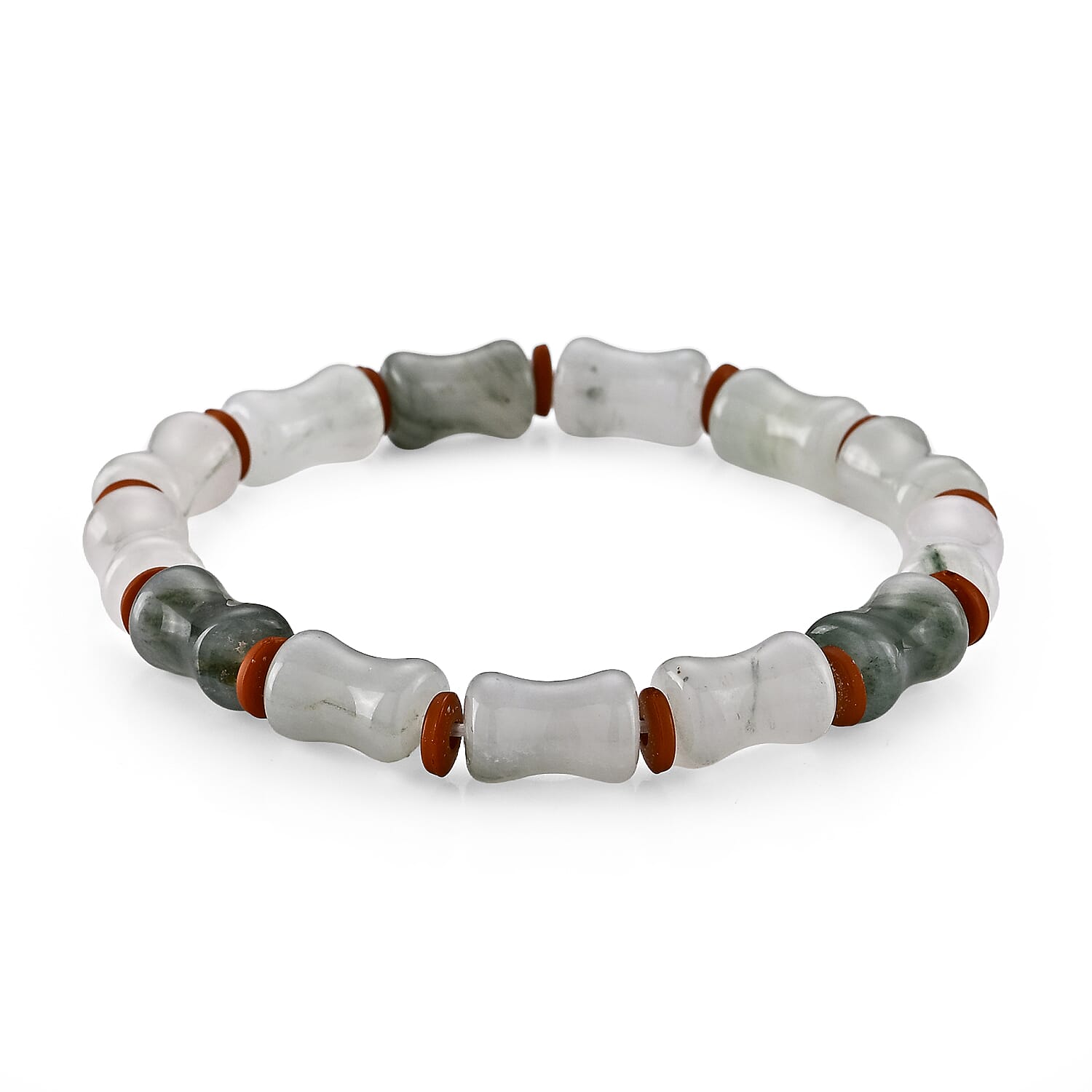 Green Jade (D) 105.00 ctw Beaded Stretch Bracelet (6.25-6.75In)