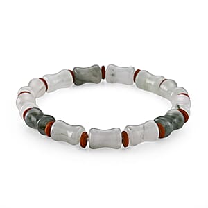 Green Jade (D) 105.00 ctw Beaded Stretch Bracelet (6.25-6.75In)