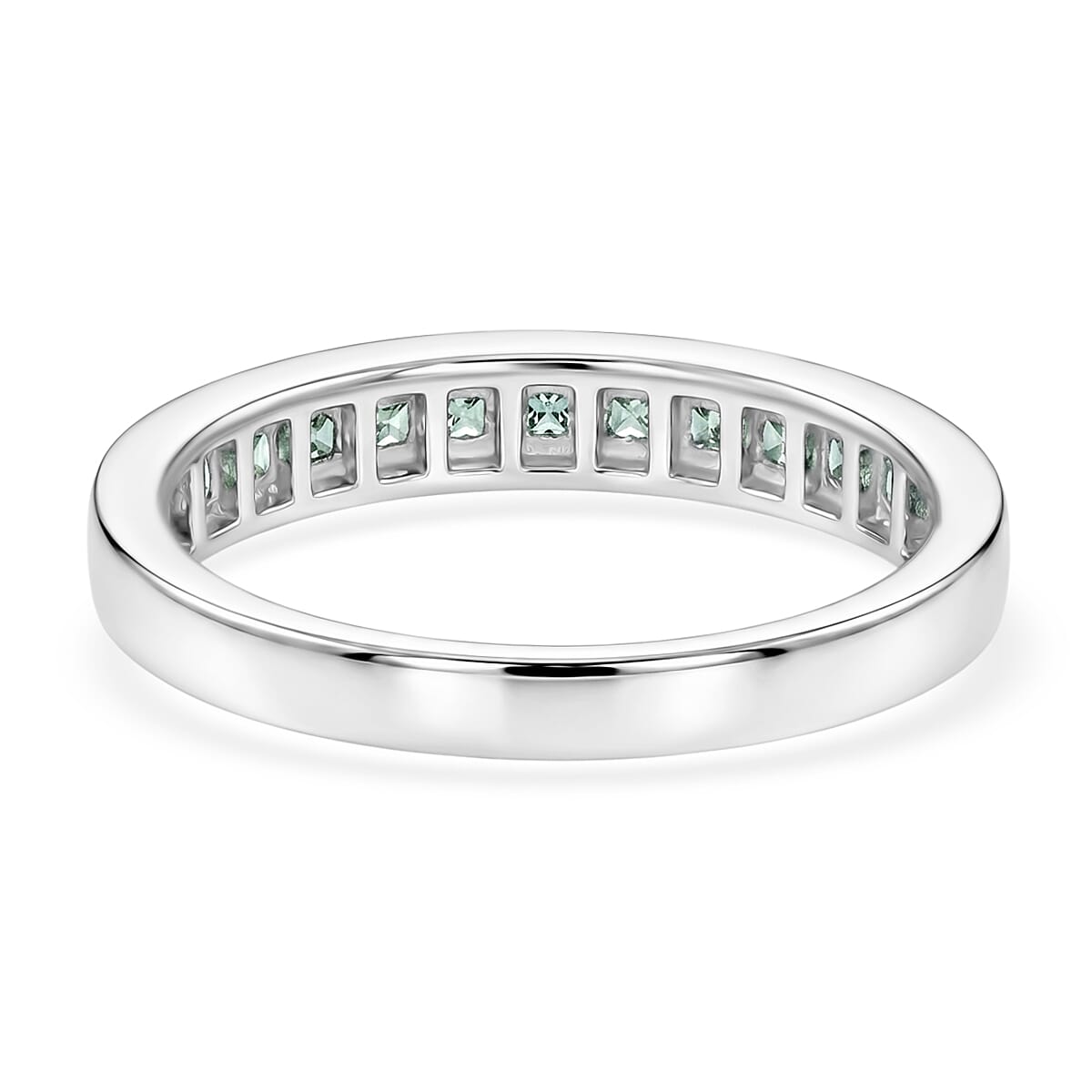 D'Joy Premium Malawi Green Sapphire 1.00 ctw Empress Ring in Rhodium Over Sterling Silver (Size 8.0) image number 4