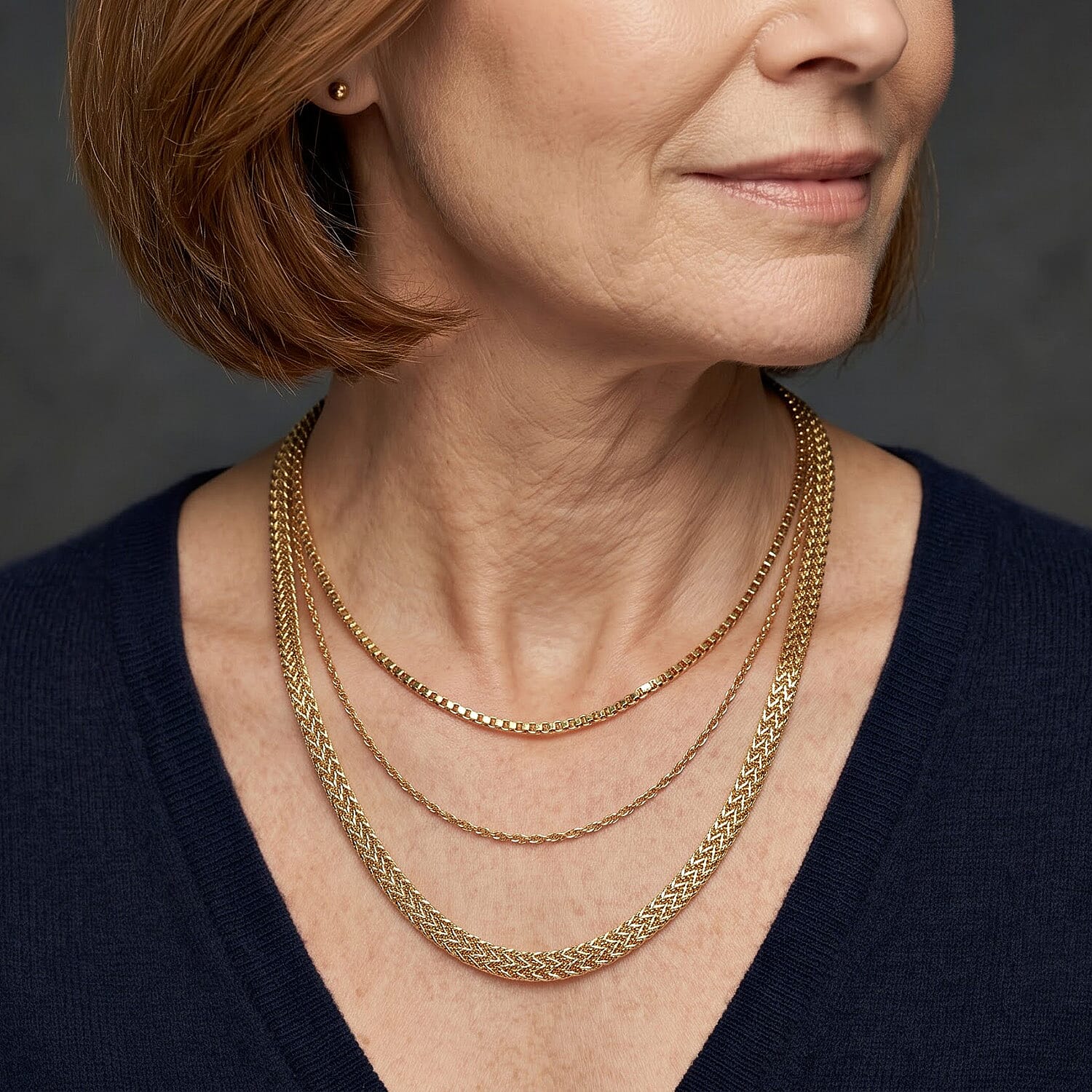 Byzantine Weave Necklace in ION Plated YG Stainless Steel 20 Inches