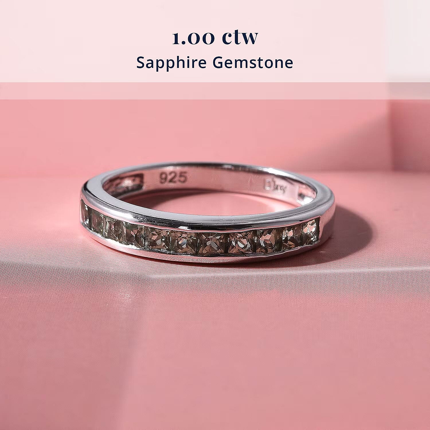 D'Joy Premium Malawi Green Sapphire 1.00 ctw Empress Ring in Rhodium Over Sterling Silver (Size 5.0)