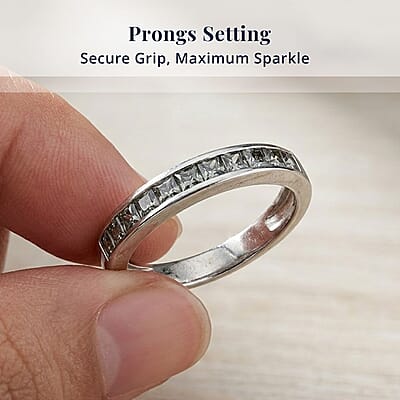 D'Joy Premium Malawi Green Sapphire 1.00 ctw Empress Ring in Rhodium Over Sterling Silver (Size 5.0)