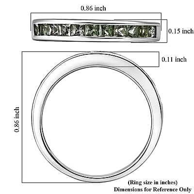D'Joy Premium Malawi Green Sapphire 1.00 ctw Empress Ring in Rhodium Over Sterling Silver (Size 5.0)