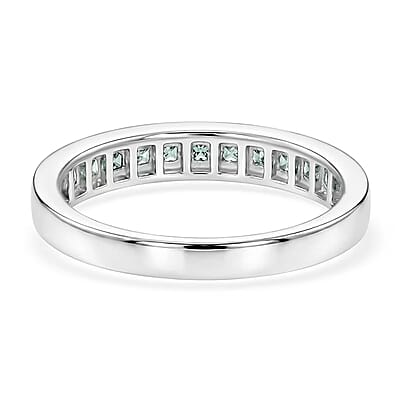 D'Joy Premium Malawi Green Sapphire 1.00 ctw Empress Ring in Rhodium Over Sterling Silver (Size 5.0)