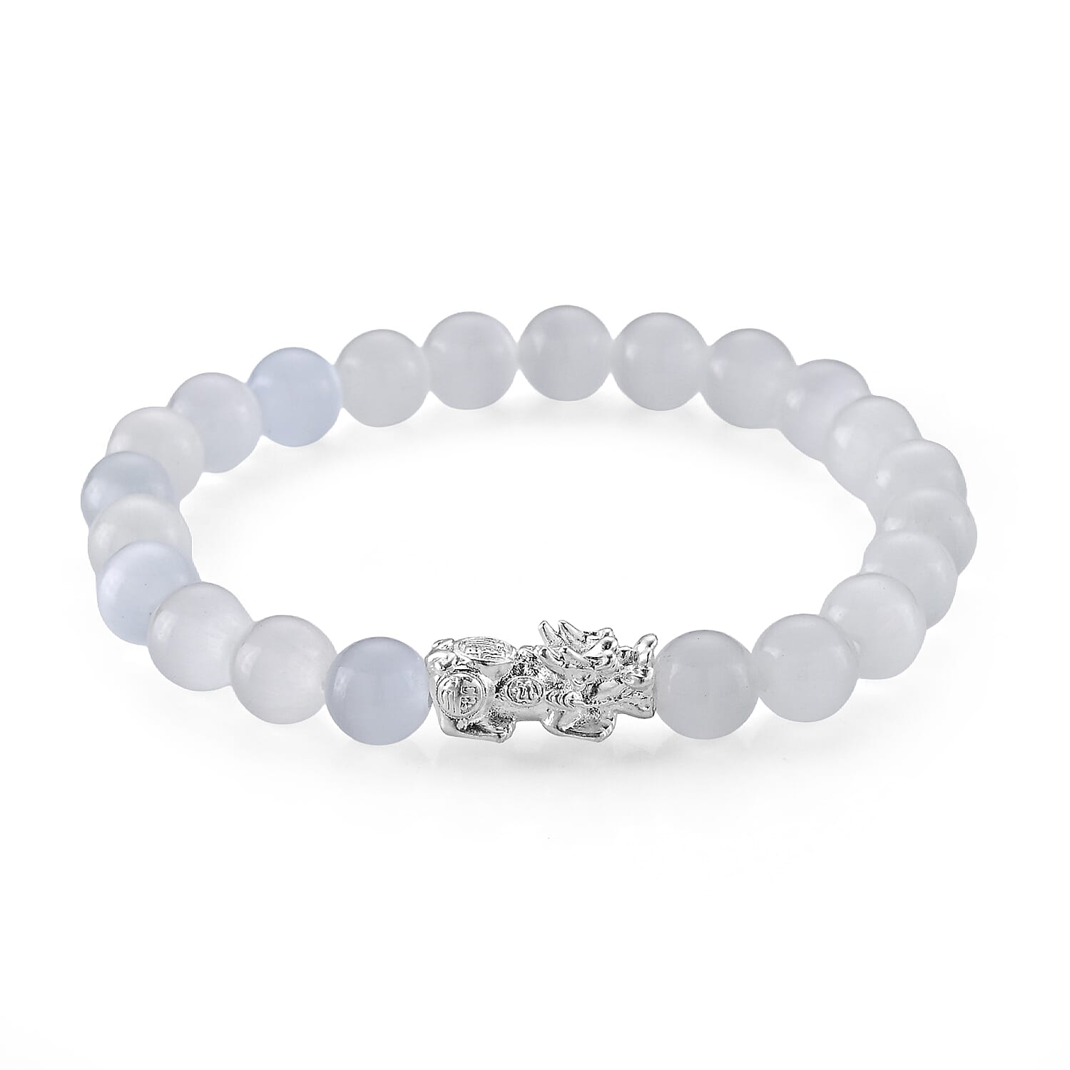 Lab Created White Cat's Eye 65.00 ctw Bracelet in Sterling Silver (6.25-6.75In)