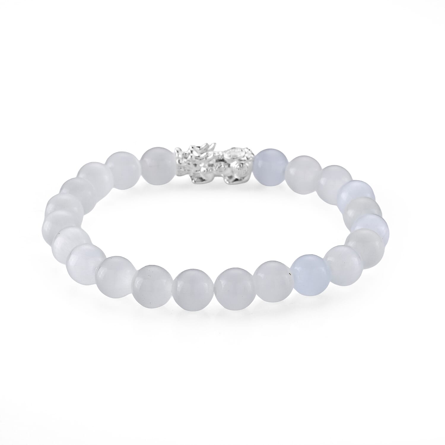 Lab Created White Cat's Eye 65.00 ctw Bracelet in Sterling Silver (6.25-6.75In)