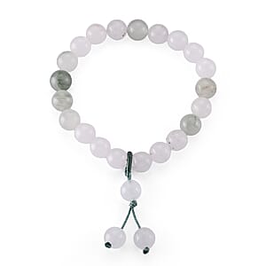 Green and White Jade 120.00 ctw Beaded Stretch Bracelet (6-6.5In)