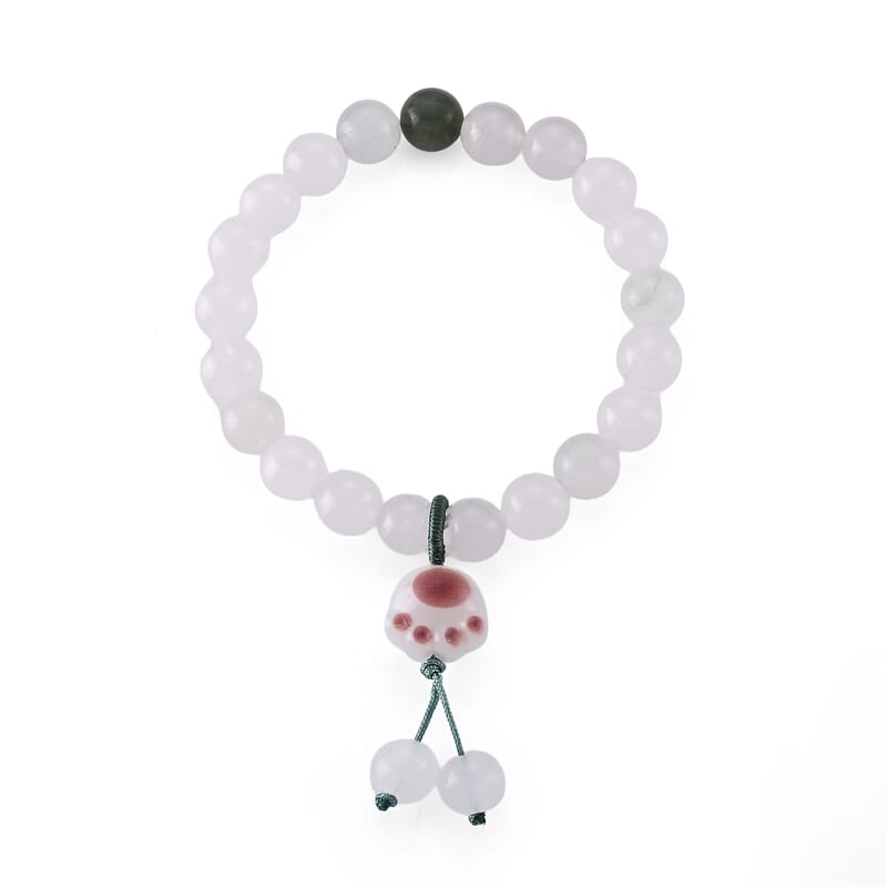 Green and White Jade 90.00 ctw Beaded Stretch Bracelet (6-6.5In)