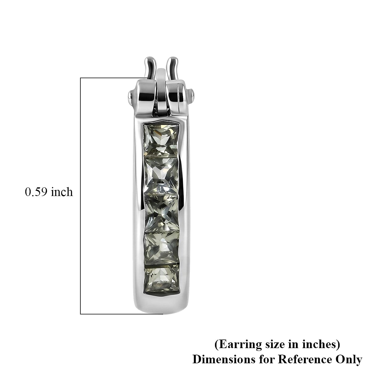 D'Joy Premium Malawi Green Sapphire 0.90 ctw Empress Hoop Earrings in Rhodium Over Sterling Silver image number 4