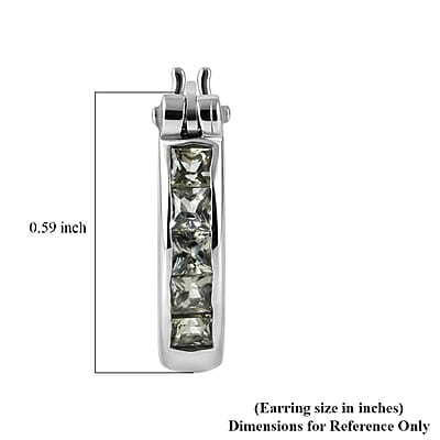 D'Joy Premium Milanoa Green Sapphire 0.90 ctw Empress Hoop Earrings in Rhodium Over Sterling Silver
