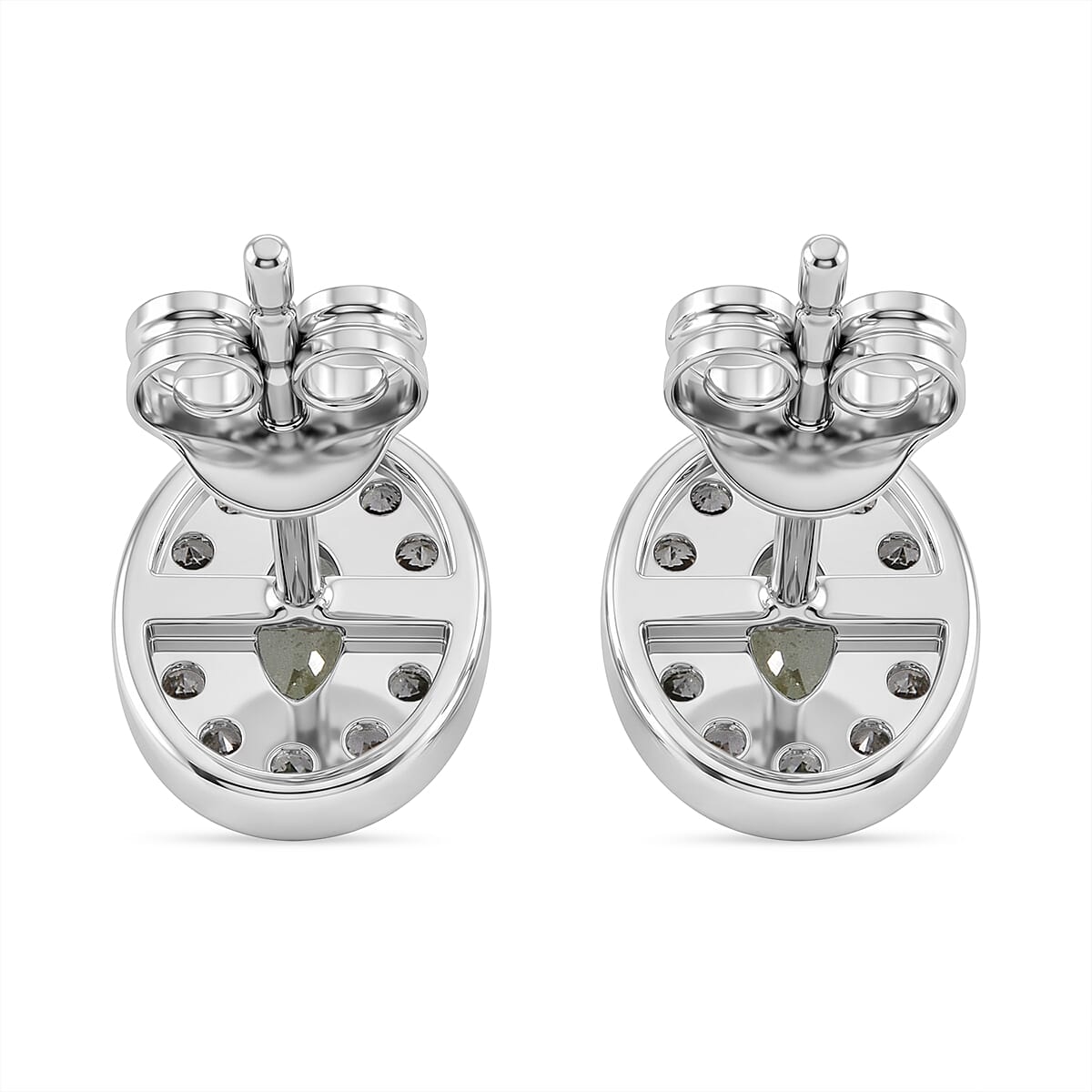 D'Joy Premium Milanoa Green Sapphire 1.00 ctw Royal Circle Halo Earrings in Rhodium Over Sterling Silver
