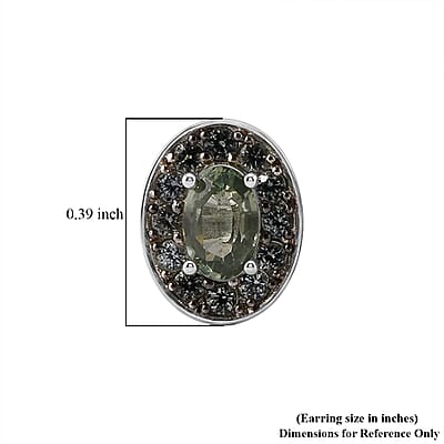 D'Joy Premium Milanoa Green Sapphire 1.00 ctw Royal Circle Halo Earrings in Rhodium Over Sterling Silver