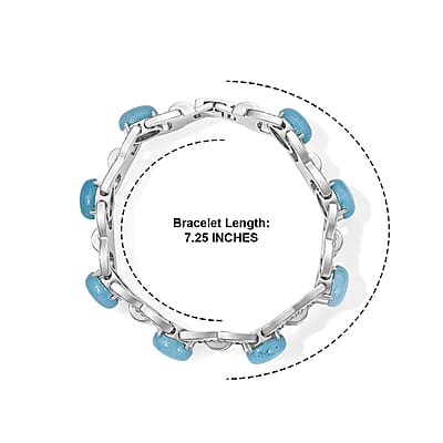 Amazonite 6.00 ctw and Austrian Crystal Classic Link Bolo Bracelet in Silvertone