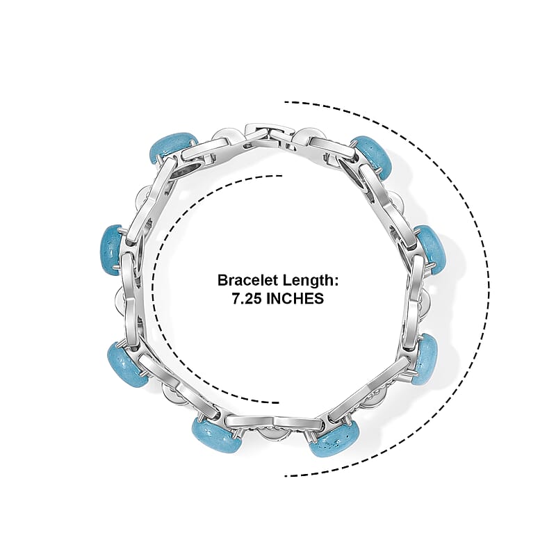 Amazonite 6.00 ctw and Austrian Crystal Classic Link Bolo Bracelet in Silvertone