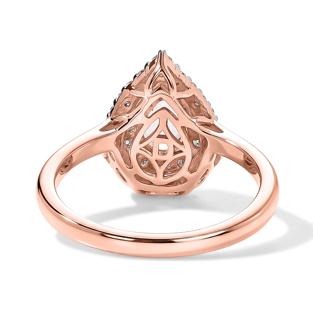 Certified & Appraised D'Joy Premium Pink Morganite, Moissanite Ring in 18K Vermeil RG Over Sterling Silver (Size 7.0) 1.40 ctw image number 4