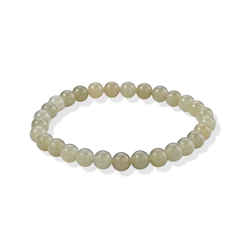 Nephrite 105.00 ctw Beaded Stretch Bracelet (6-6.5In)