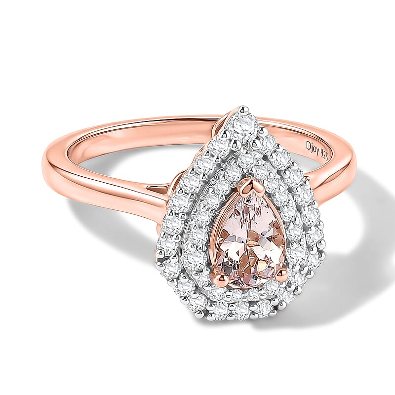 Certified & Appraised D'Joy Premium Pink Morganite and Moissanite 1.40 ctw Ring in 18K Vermeil Rose Gold Over Sterling Silver (Size 6.0)