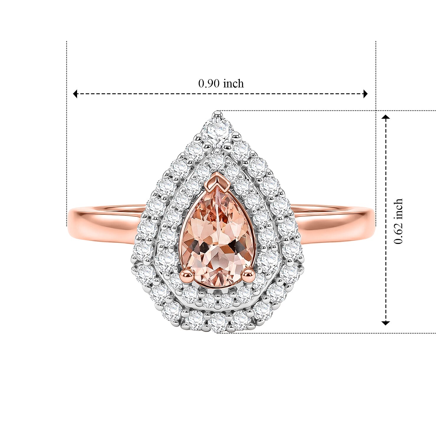 Certified & Appraised D'Joy Premium Pink Morganite and Moissanite 1.40 ctw Ring in 18K Vermeil Rose Gold Over Sterling Silver (Size 6.0)