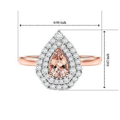 Certified & Appraised D'Joy Premium Pink Morganite and Moissanite 1.40 ctw Ring in 18K Vermeil Rose Gold Over Sterling Silver (Size 6.0)