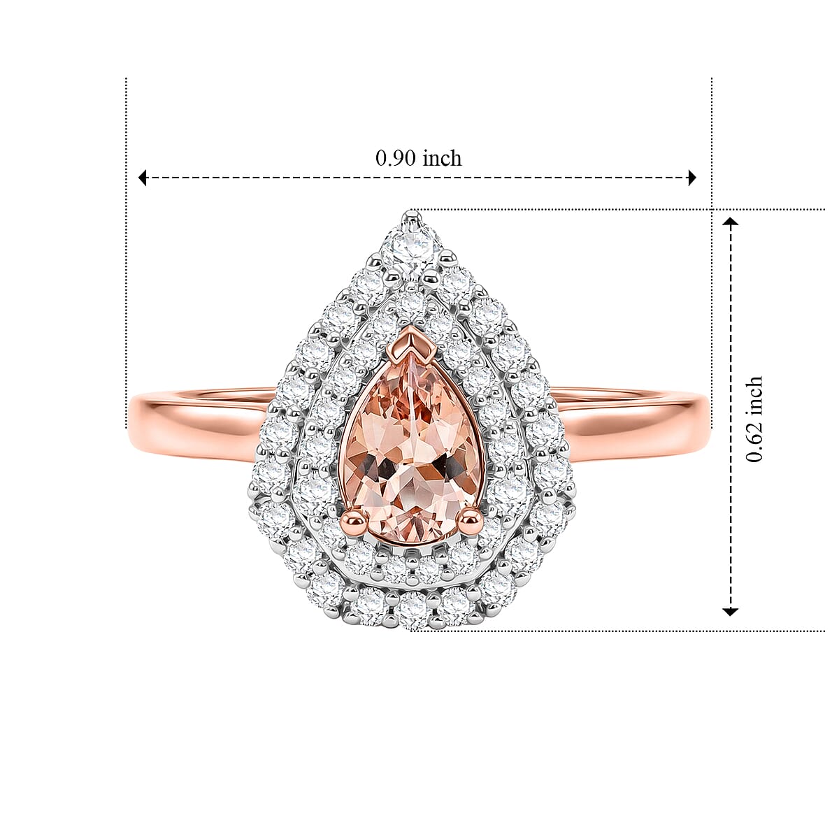 Certified & Appraised D'Joy Premium Pink Morganite and Moissanite 1.40 ctw Ring in 18K Vermeil Rose Gold Over Sterling Silver (Size 8.0) image number 5