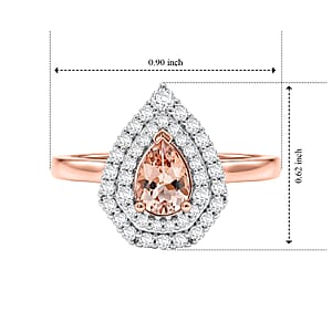 Certified & Appraised D'Joy Premium Pink Morganite and Moissanite 1.40 ctw Ring in 18K Vermeil Rose Gold Over Sterling Silver (Size 8.0)