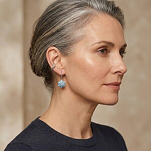 D'Joy Premium Betroka Blue Apatite 2.00 ctw Ocean Bloom Earrings in Rhodium Over Sterling Silver