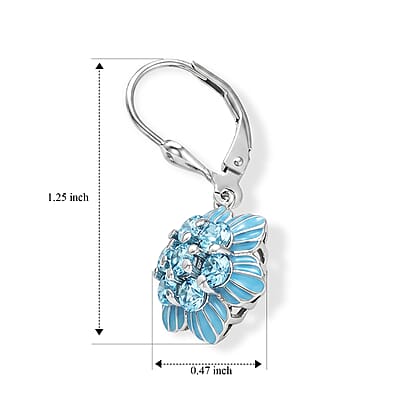 D'Joy Premium Betroka Blue Apatite 2.00 ctw Ocean Bloom Earrings in Rhodium Over Sterling Silver