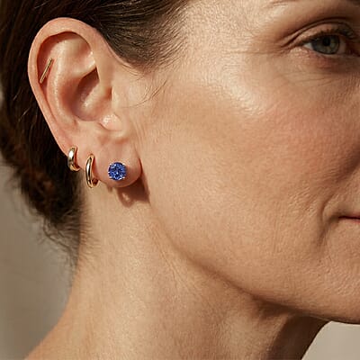 Luxoro Premium Tanzanite 1.80 ctw Stud Earrings in 10K White Gold