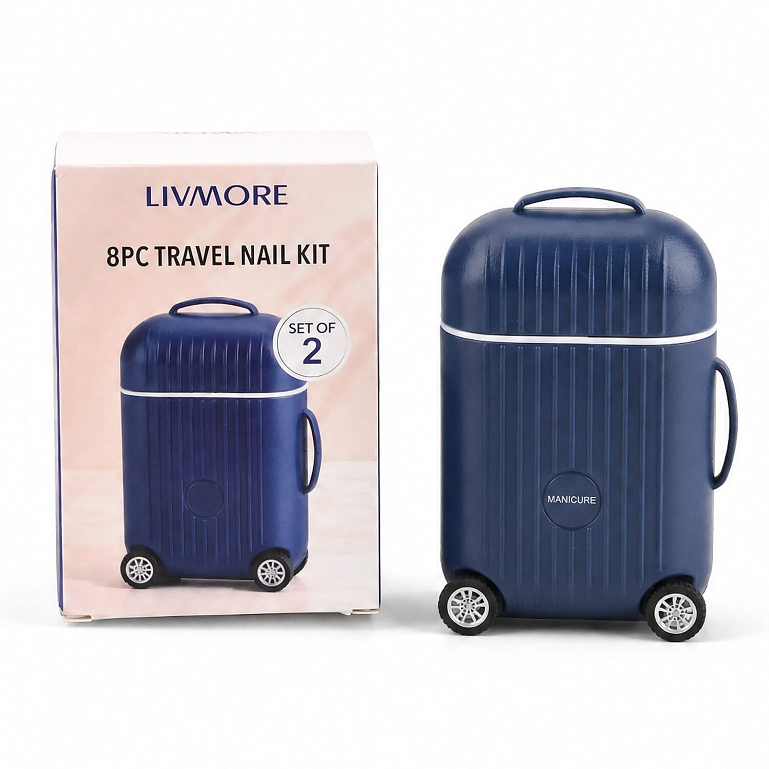 Livmore Stainless Steel 2pcs Manicure Set (8pcs/SET) - Black (4.09x2.72x1.5)