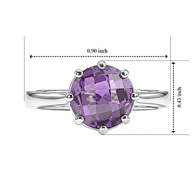EverTrue Simulated Amethyst Color Diamond Solitaire Ring in Stainless Steel (Size 10.0)