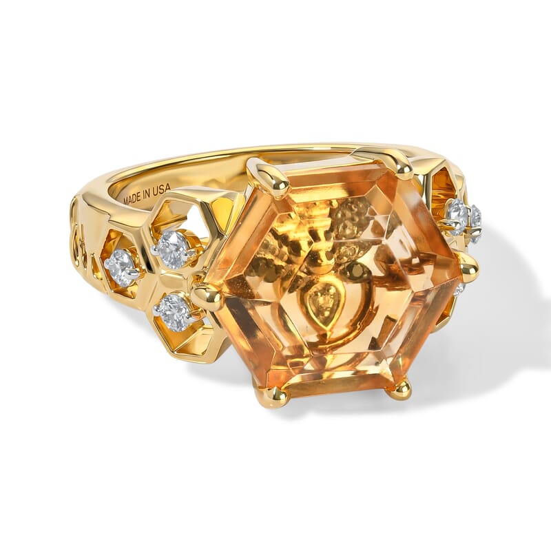 GP Trionfo Collection Brazilian Citrine and Multi Gemstone 7.30 ctw Ring in 18K Vermeil Yellow Gold Over Sterling Silver (Size 6.0)