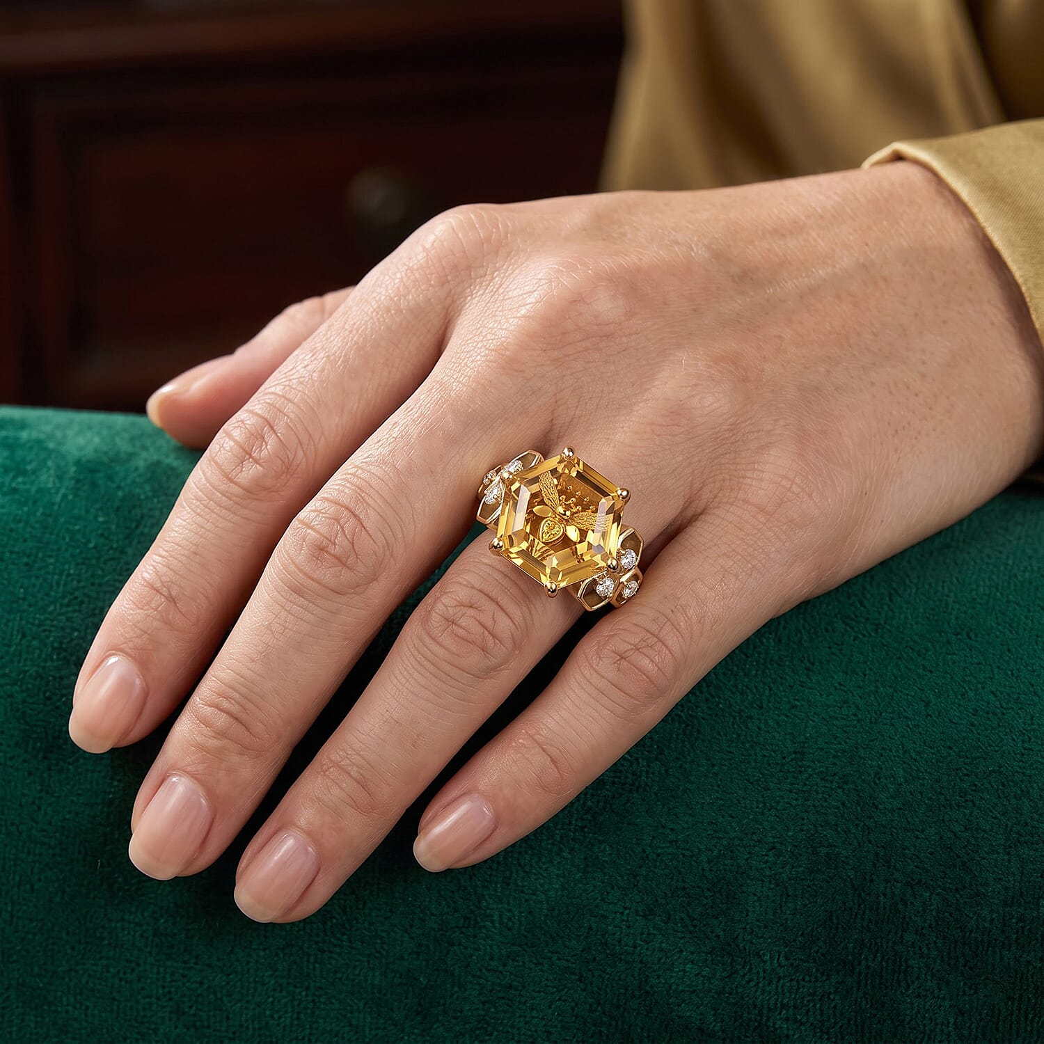 GP Trionfo Collection Brazilian Citrine and Multi Gemstone 7.30 ctw Ring in 18K Vermeil Yellow Gold Over Sterling Silver (Size 6.0)