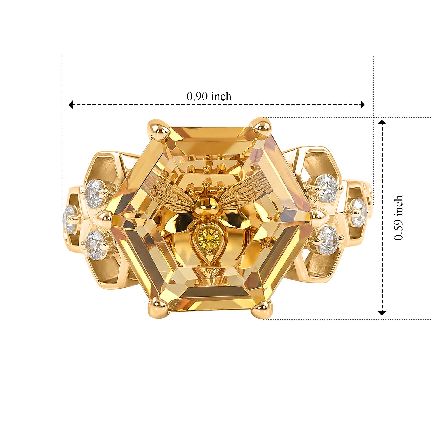 GP Trionfo Collection Brazilian Citrine and Multi Gemstone 7.30 ctw Ring in 18K Vermeil Yellow Gold Over Sterling Silver (Size 6.0)