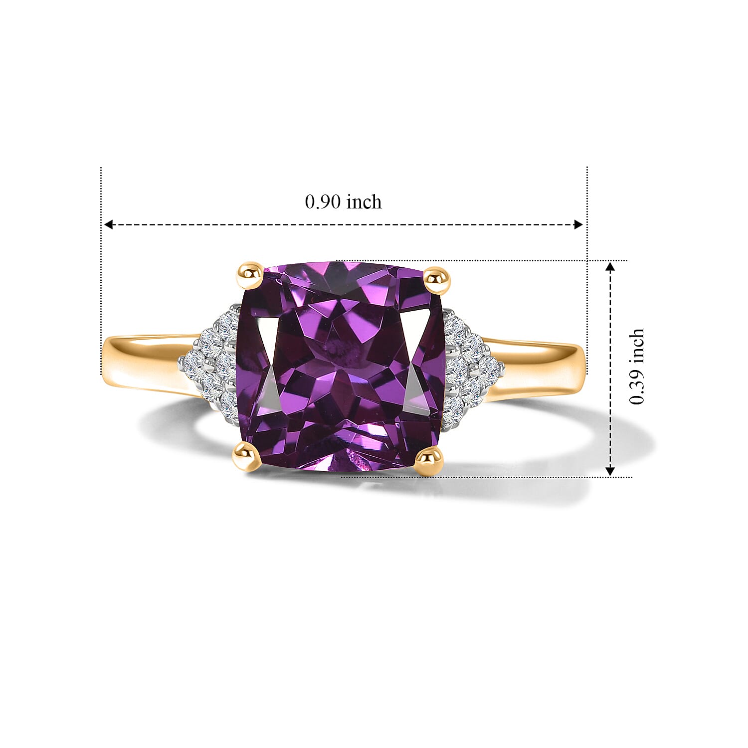 D'Joy Lab Grown Color Change Sapphire and Moissanite 5.50 ctw Ring in 18K Vermeil Yellow Gold Over Sterling Silver (Size 8.5)