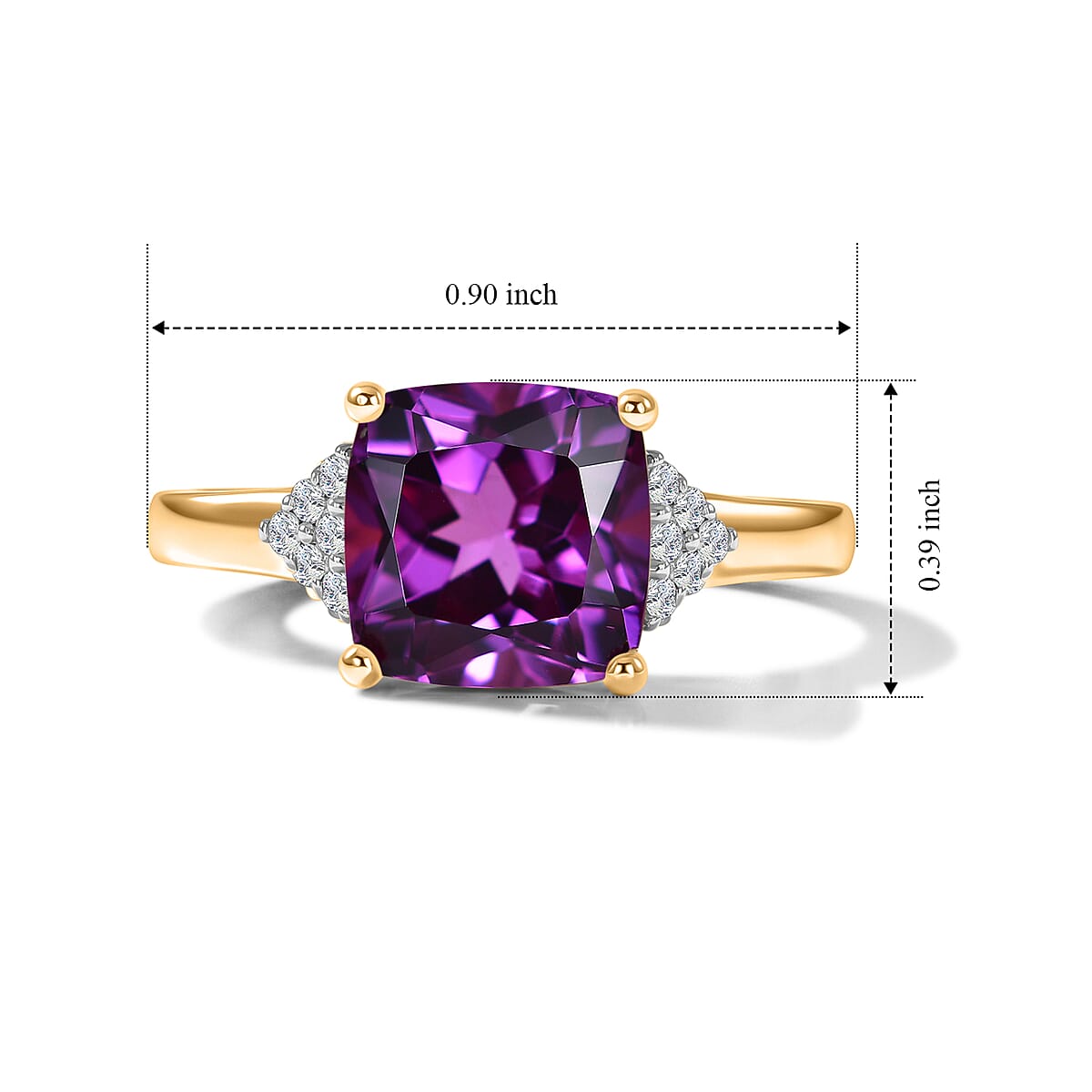 D'Joy Lab Grown Color Change Sapphire and Moissanite 5.50 ctw Ring in 18K Vermeil Yellow Gold Over Sterling Silver (Size 8.5) image number 5