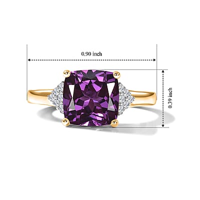 D'Joy Lab Grown Color Change Sapphire and Moissanite 5.50 ctw Ring in 18K Vermeil Yellow Gold Over Sterling Silver (Size 8.5)