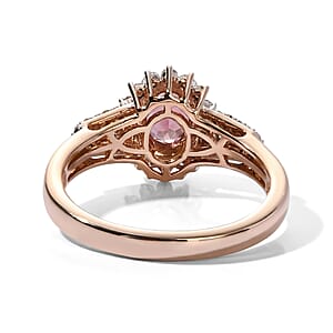 Premium Blush Tourmaline and Luxuriant Lab Grown Diamond E-F VS 1.15 ctw Petals in Blush Ring in 10K Rose Gold (Size 6.0)