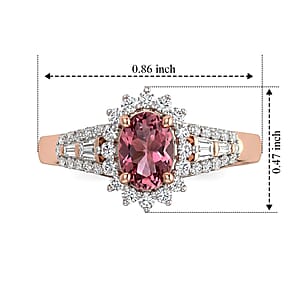 Premium Blush Tourmaline and Luxuriant Lab Grown Diamond E-F VS 1.15 ctw Petals in Blush Ring in 10K Rose Gold (Size 6.0)
