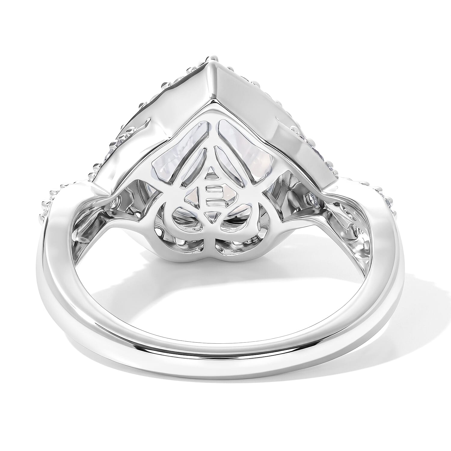 EverTrue Rainbow Moonstone and White Zircon 3.15 ctw Ring in Platinum Bond (Size 5.0)