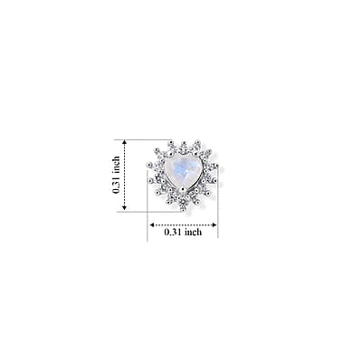 EverTrue Rainbow Moonstone and White Zircon 0.75 ctw Solitaire Stud Earrings in Platinum Bond